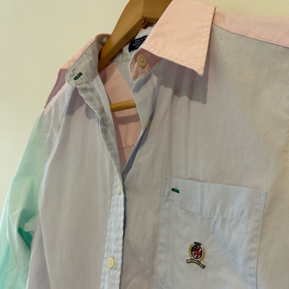 Vintage color block Tommy Hilfiger button down shirt